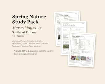 Spring Nature Study Pack, Southeast States, Mar-May 2027 (PDF)