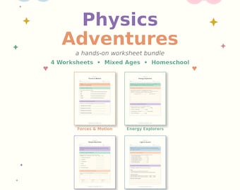 Hands-On Physics for Kids | Backyard Science Experiments, Worksheet Bundle | Homeschool Printable