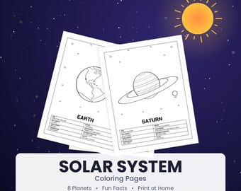 Solar System Coloring Pages for Kids | Planet Facts, Space Activity Bundle | Homeschool Astronomy Printable