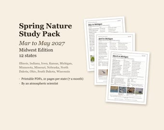 Midwest Spring Nature Study Pack, Mar-May 2027, 12 States (PDF)
