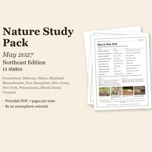 May 2027 Nature Study Pack, Northeast, 11 States, Printable PDF (7 pages each) image 1