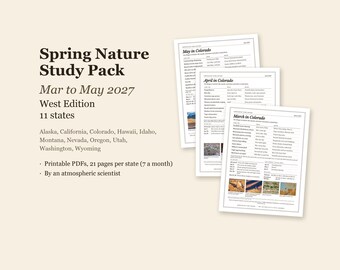 Spring Nature Study Pack, West Edition, 11 States, Printable PDF (Mar-May 2027)
