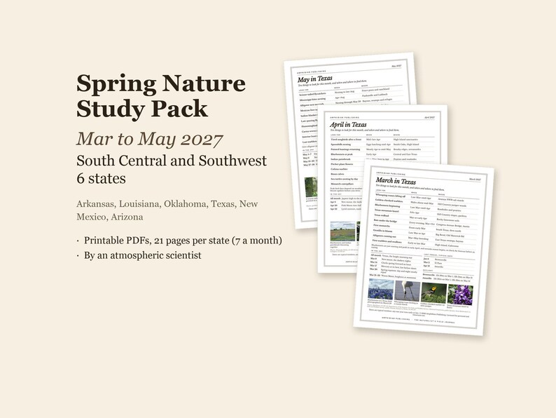 Spring Nature Study Pack, 6 South Central States, Mar-May 2027 (PDF) image 1