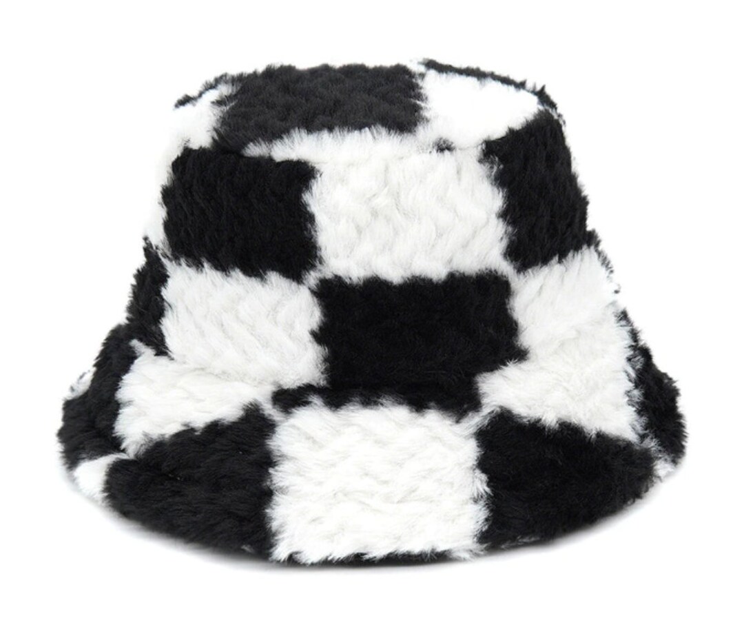 Y2K Fuzzy Bucket Hat Checkered Retro 2000s Vintage Style Etsy
