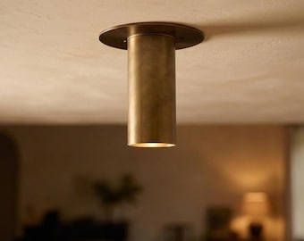 Minimalist Brass Spotlight - Industrial Ceiling Light - Modern Surface Mount Downlight