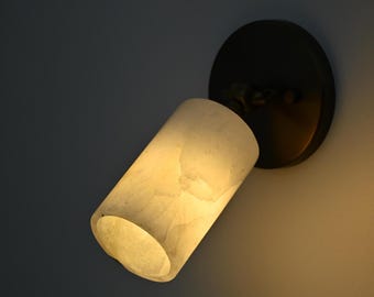 Mid-Century Brass Alabaster Wall Sconce