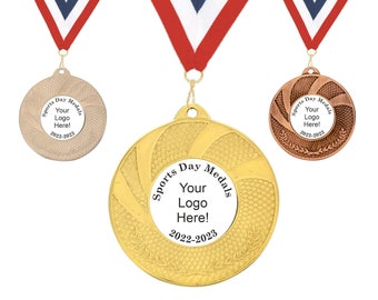 Medals For Children, 12-Pack Gold Sliver Bronze Metal Medal Olympic Decoration Sports Day Medals With Ribbon Necklace For Sports Day Prizes, Gymnastics Competitions, Party Gifts, Kids Adults
