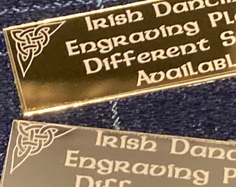 Irish themed Personalised Trophy Engraving Plate 50mm x 15mm, larger sizes available