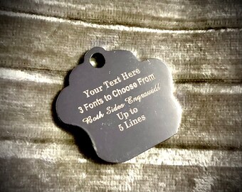 Glitter Silver Dog Tag 30mm engraved on the back.