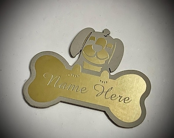 Dog Puppy Engraving Plate 45mm available in Gold, Silver, Bronze, Black, White and Blue Plates. Perfect to for your engraving.