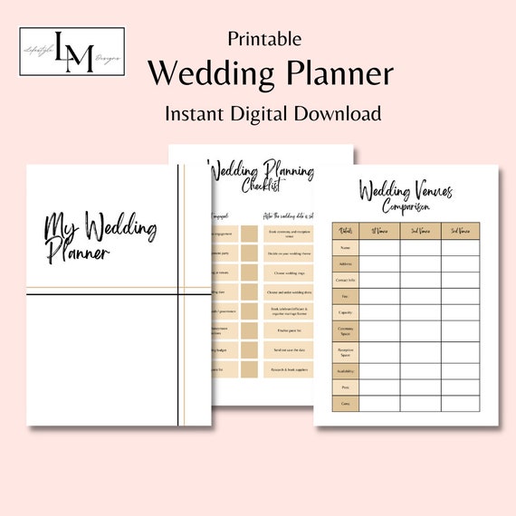 Wedding Planner Printable Wedding Planning Book Modern Wedding