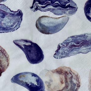 Oyster & Mussel Shell Paper Napkins: Decoupage, Mixed Media - Set of 3
