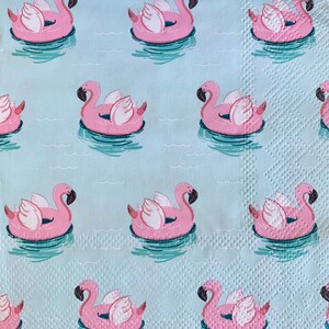 decoupage napkins, flamingo beach paper napkins, 3 individual cocktail summer napkins for decoupage mixed media scrapbooking paper crafts