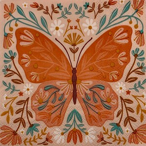 Decoupage napkin, Butterfly paper napkins for crafts, 3 individual insect cocktail size napkins for decoupage scrapbook card making crafts