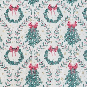 decoupage napkins, Christmas tree paper napkins, 2 individual wreath guest size napkins for scrapbook card making crafts