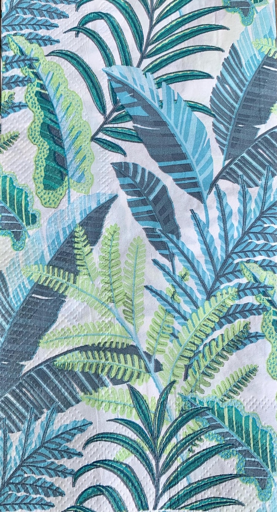 tobacco leaf napkins decoupage napkins, tropical palm leaf paper napkins, 2 individual guest  size tobacco leaf napkins for decoupage scrapbook cardmaking crafts