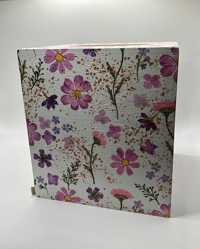 Decoupaged Flower Wood Tissue Box Cover Etsy