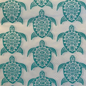 sea turtle decoupage napkins, 2 guest size beach paper napkins for decoupage mixed media cardmaking scrapbooking and many other paper crafts