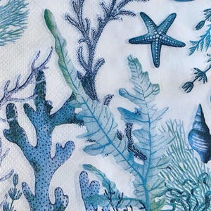 decoupage napkins, coral starfish paper napkins, 2 individual guest size