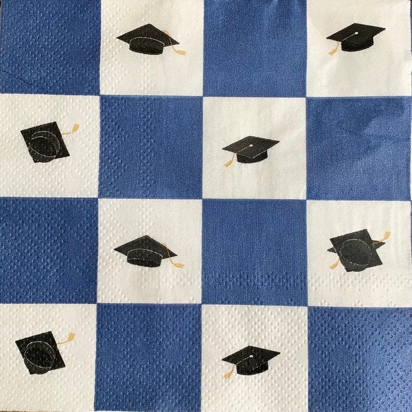 decoupage napkins, graduation paper napkins, 3 individual graduation cap cocktail napkins for decoupage mixed media scrapbooking paper craft