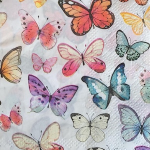 butterfly decoupage napkins, 2 individual guest size butterfly paper napkins for decoupage mixed medi cardmaking scrapbooking paper crafts