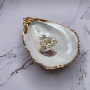 Handcrafted Large oyster shell ring dish, oyster shell trinket dish