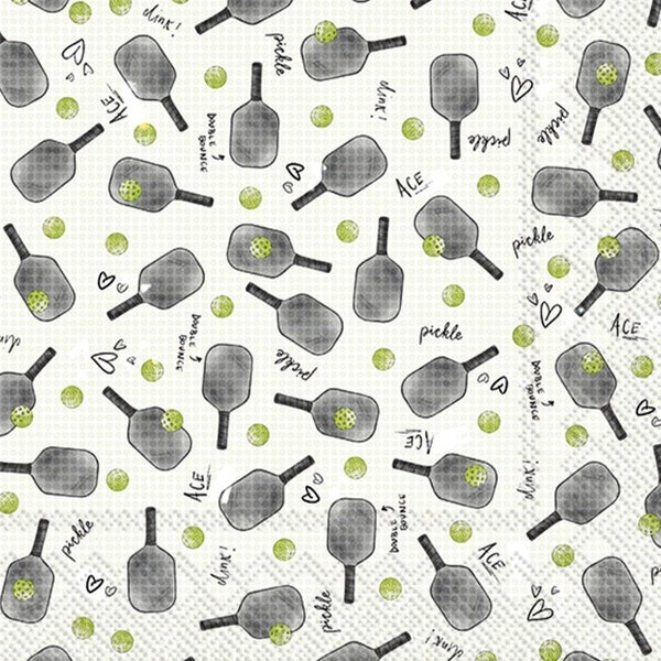 pickle ball decoupage napkins, 3 individual cocktail paper napkins for decoupage mixed media scrapbooking cardmaking and many paper crafts