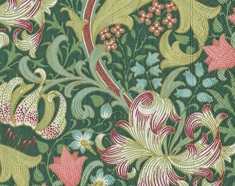 May include: A green floral pattern with pink, white, and yellow flowers. The pattern is reminiscent of a vintage wallpaper or fabric design.