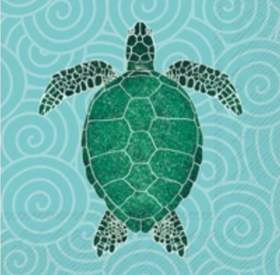 Turtle Napkin Tutorial Decoupage Napkins, Sea Turtle Paper Napkins, 3 Individual Ocean ...