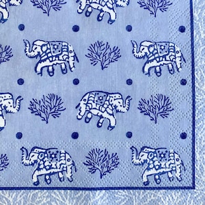 decoupage napkins, blue elephant paper napkins, 3 individual cocktail safari animal napkins for decoupage mixed media scrapbook paper crafts