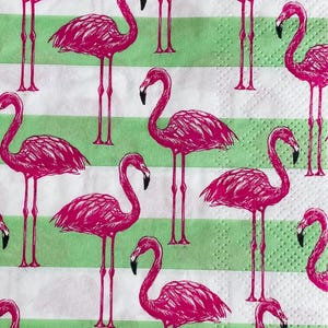 decoupage napkins, flamingo paper napkins, 2 individual guest size beach bird napkins for decoupage scrapbook card making paper crafts
