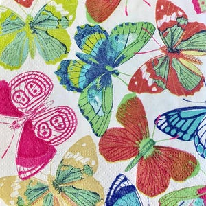 decoupage napkins, butterfly paper napkins, 3 individual insect cocktail napkins for decoupage mixed media scrapbook paper crafts