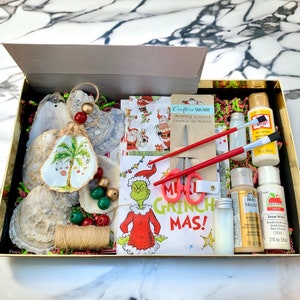 Kit de adornos navideños para hacer tú mismo, kit de manualidades de conchas para adultos, kit de adornos de ostras para hacer tú mismo
