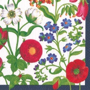decoupage napkins, flower garden paper napkins, 3 individual summer floral cocktail size napkins for decoupage scrapbook card making crafts