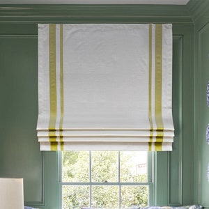 Roman Shade With Trims And Lining, Window Blinds, Light Filtering, Custom Size Shades Available image 1