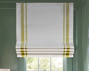 Roman Shade With Trims And Lining, Window Blinds, Light Filtering, Custom Size Shades Available
