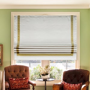 Roman Shade With Trims And Lining, Window Blinds, Light Filtering, Custom Size Shades Available