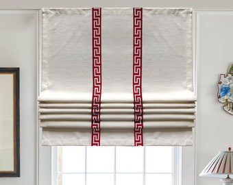 Roman Shade With Trim And Lining, Window Blinds, Light Filtering, Custom Size Shades Available