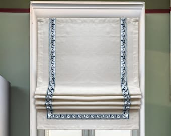 Roman Shade With Trim And Lining, Window Blinds, Light Filtering, Custom Size Shades Available