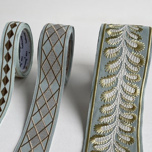 Embroidered Trims for Drapery, Curtain Tapes, Upholstery Ribbon, Pillow Border, Sold By The Yard