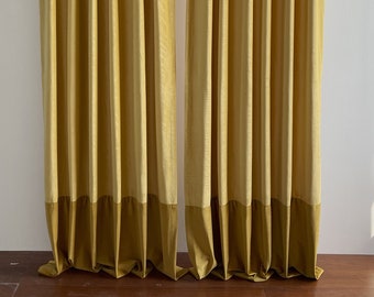 Color Block Velvet Curtain Panels, Beautiful Custom Curtains And Drapes, Available In Extra Long Length