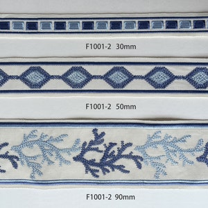 Embroidered Trims for Drapery, Curtain Tapes, Upholstery Ribbon, Pillow Border, Sold By The Yard