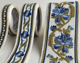 Embroidered Trims for Drapery, Curtain Tapes, Upholstery Ribbon, Pillow Border, Sold By The Yard