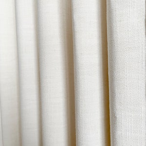 White Cotton Linen Curtain Panels With Trims, Beautiful Custom Curtains And Drapes, Available In Extra Long Length image 6