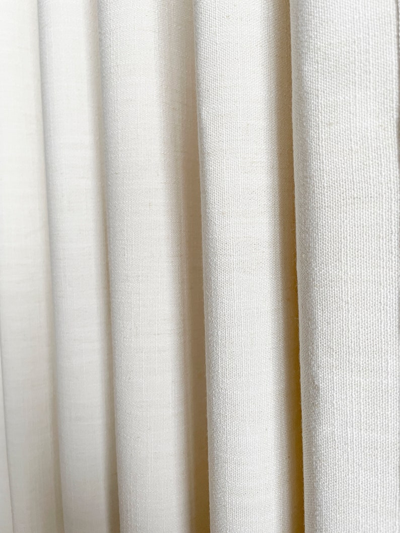 White Cotton Linen Curtain Panels With Trims, Beautiful Custom Curtains And Drapes, Available In Extra Long Length image 6