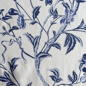 Blue Floral Cotton Blend Curtain Panels, Beautiful Custom Curtains And Drapes, Available In Extra Long Length image 7