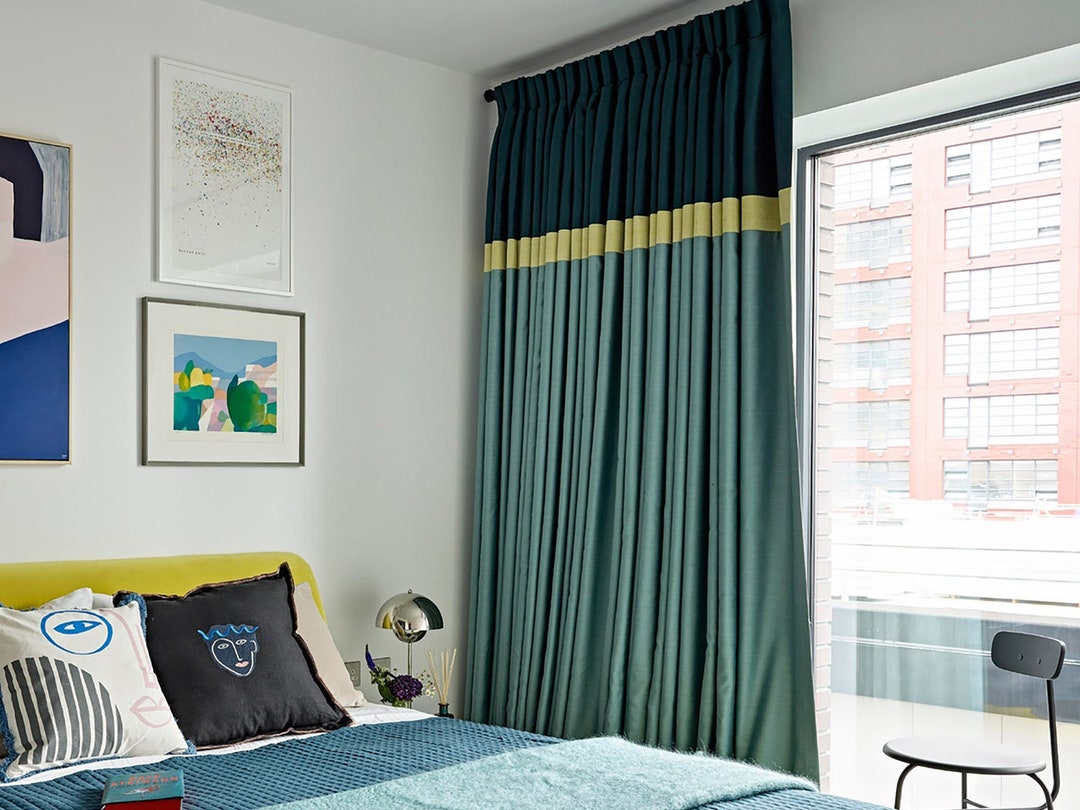 Color Block Silk Curtain Panels, Beautiful Custom Curtains and Drapes ...