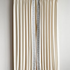 White Cotton Linen Curtain Panels With Trims, Beautiful Custom Curtains And Drapes, Available In Extra Long Length image 3