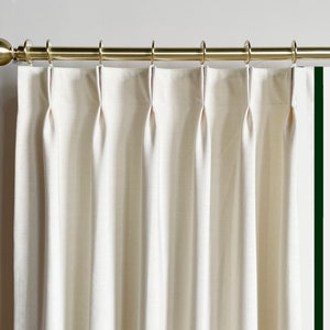 Cream White Cotton Linen Curtain Panels With Trim, Beautiful Custom Curtains And Drapes, Available In Extra Long Length