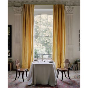 Yellow Faux Silk Curtain Panels, Beautiful Custom Curtains And Drapes, Available In Extra Long Length